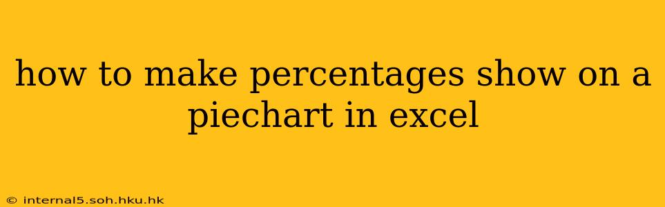 how to make percentages show on a piechart in excel