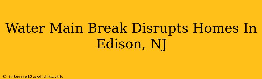 Water Main Break Disrupts Homes In Edison, NJ